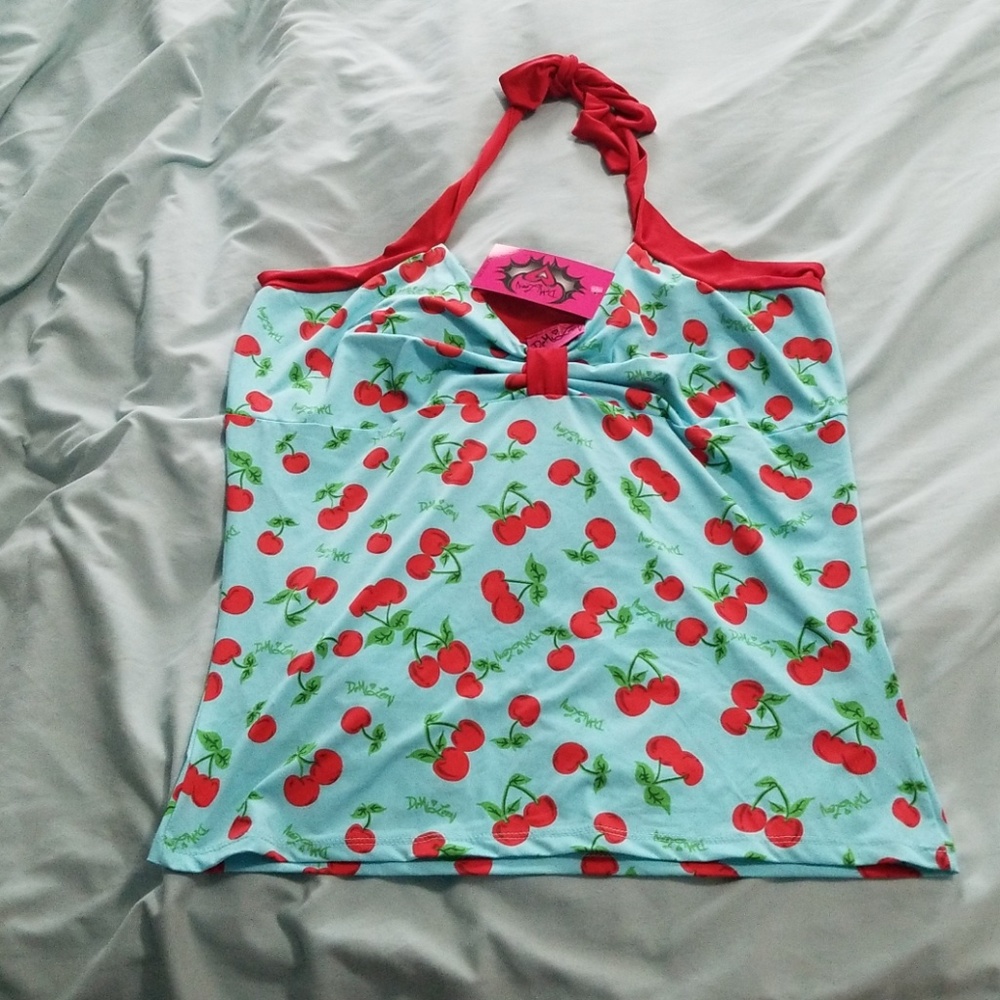 Pinup Cherry print halter top